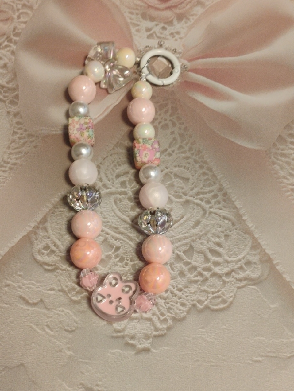 Pink Beaded Charm Bracelet